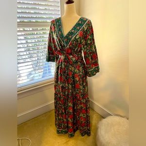 Sue Sartor Tuileries Kaftan | Geranium pink / Teal